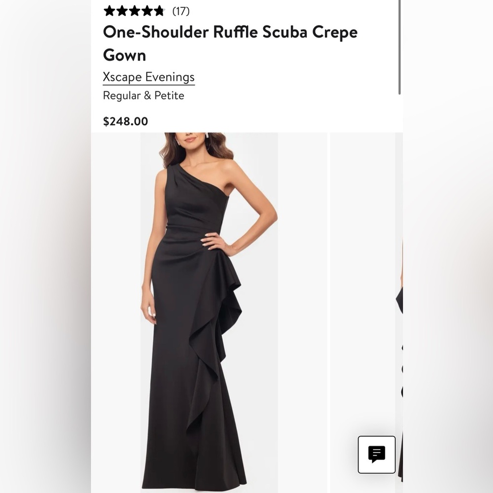 Xscape Black One-Shoulder Ruffle Gown